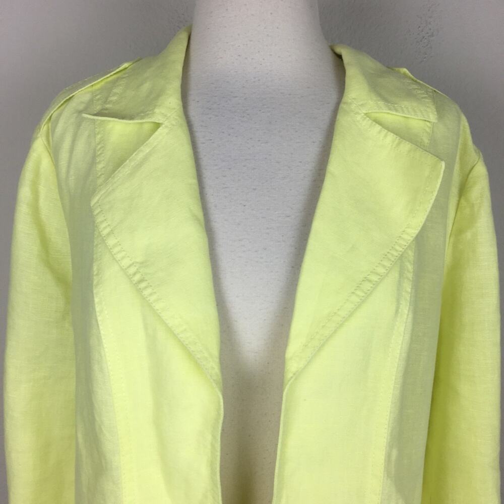Chicos Yellow Linen Open Front Jacket 2 - Picture 3 of 9